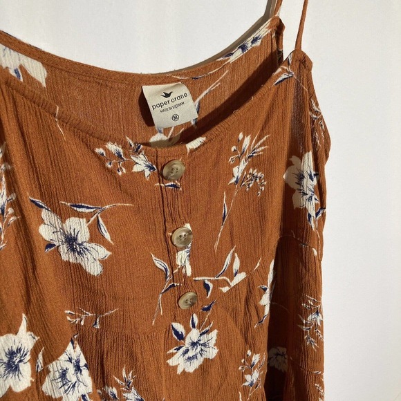 Paper Crane Tops - 5/$25 Paper Crane Anthropologie Women’s M Burnt Orange Floral Tank Top Tiered